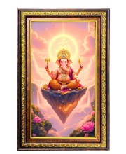 Lord Ganesha Digital Golden Balck Color Photo Frame | Hindu Religious Wall Decor | 10x16 Inches - Inspirational Wall Art For Office, Home Decor - Ideal Spiritual Gift (F16574)