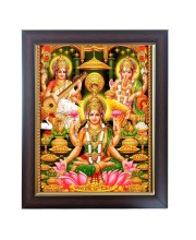 Hitech Sales Shri Laxmi Devi, Ganesha Ji & Ma Saraswati Devi Photo Frame for Pooja Room, Temple Decor, Home Decoration and Gift