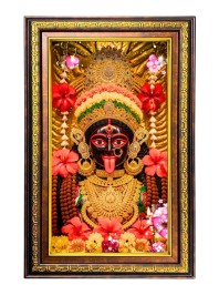Ma Kali Matha Digital Golden Balck Color Photo Frame | Hindu Religious Wall Decor | 18x24 Inches - Inspirational Wall Art For Office, Home Decor - Ideal Spiritual Gift (F16890)