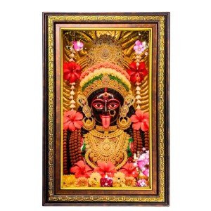 Ma Kali Matha Digital Golden Balck Color Photo Frame | Hindu Religious Wall Decor | 14x20 Inches - Inspirational Wall Art For Office, Home Decor - Ideal Spiritual Gift (F16890)