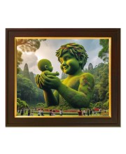 Hitech Sales Nature Boy holds nature child in palm Grass cut theam ai Photo with 12X10 inch Frame for home office Room decor Gift