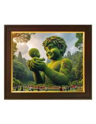 Hitech Sales Nature Boy holds nature child in palm Grass cut theam ai Photo with 12X10 inch Frame for home office Room decor Gift