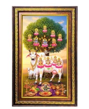 Kamadhenu Digital Golden Balck Color Photo Frame | Hindu Religious Wall Decor | 10x16 Inches - Inspirational Wall Art For Office, Home Decor - Ideal Spiritual Gift (F16789)