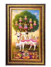 Kamadhenu Digital Golden Balck Color Photo Frame | Hindu Religious Wall Decor | 12x18 Inches - Inspirational Wall Art For Office, Home Decor - Ideal Spiritual Gift (F16789)
