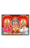 Lord Ganesha Maa Laxmi Saraswati Laminated Photo - 7x9 Inches, Divine Blessings For Home & Office And Temple Decoration (F16140)