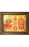 HI Tech Sales Shri Lakshmi Kubera Yantra With Mantra Wooden Golden Plated Photo With Frame Home Office Place Of Business | Size - 26 X 35 CM | Original Yantra For Profit & Success
