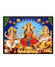 Lord Ganesha Maa Laxmi Saraswati Laminated Photo - 7x9 Inches, Divine Blessings For Home & Office And Temple Decoration (F16127)