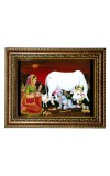 HiTech Sales Yashoda Reprimands Bal Gopal Drinking Milk from Cow's Udder Painting for Living Room, Home Decor, Bedroom, Office with PVC Frame & Front Face - Glass (9 x 7 in)