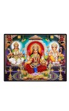 Lord Ganesha Maa Laxmi Saraswati Laminated Photo - 7x9 Inches, Divine Blessings For Home & Office And Temple Decoration (F16125)