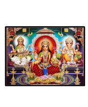 Lord Ganesha Maa Laxmi Saraswati Laminated Photo - 7x9 Inches, Divine Blessings For Home & Office And Temple Decoration (F16125)