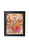 Hitech Sales Sri Lakshmi Mata,Ganesh Ji,Saraswati Mata Photo Frame for Pooja Room, Temple Decor, Home Decoration and Gift (Wall and Tabletop, Rectangular, Printed Photo, 12 x 14 inches Frame, Brown)
