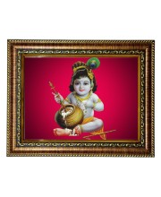 HiTech Sales Lord Krishna Baby picture Bal Gopal deity Divine with Yashoda Mata mother flute childhood image, Wall/Table, Study room & living room, gifts | PVC Frame & Front Face - Glass (10 x 8)