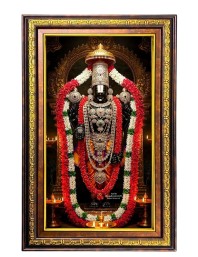 Lord Venkateshwara Swamy Digital Golden Balck Color Photo Frame | Hindu Religious Wall Decor | 18x24 Inches - Inspirational Wall Art For Office, Home Decor - Ideal Spiritual Gift (F16464)