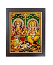 Hitech Sales Sri Laxmi Devi & Ganesh ji Photo Frame for Pooja Room, Temple Decor, Home Decoration and Gift (Wall and Tabletop, Rectangular, Polystyrene Frame, Printed Photo, 24 x 29 cm Black)