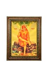 Hitech Sales Lord Sri Sai baba Siridir Sai baba gold plated photo with Light Weighted Waterproof Glass Cover 9X7 Wooden Frames for Table, Temple Wall, Mandir, Gym, and Outdoor Spaces, Home Decor