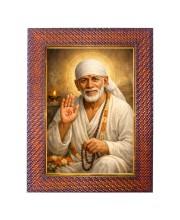 Lord Sai Baba Photo Frame 10x14 Inch Religious Wall & Table Decor Frame | Lord Sai Baba Spiritual Photo Frame For Home, Temple & Office | Decorative Hindu God & Goddess Frame (Pack Of 1) (F18283)