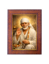 Lord Sai Baba Photo Frame 10x14 Inch Religious Wall & Table Decor Frame | Lord Sai Baba Spiritual Photo Frame For Home, Temple & Office | Decorative Hindu God & Goddess Frame (Pack Of 1) (F18283)