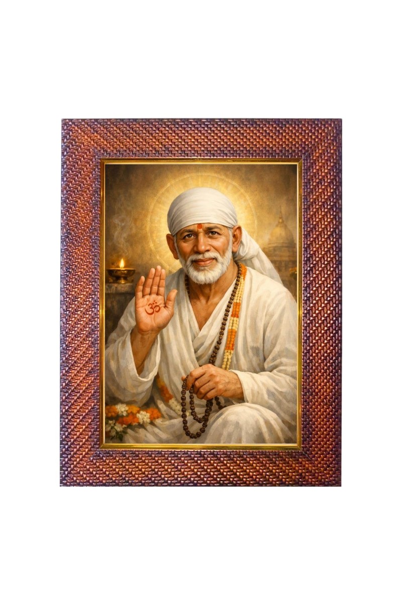 Lord Sai Baba Photo Frame 10x14 Inch Religious Wall & Table Decor Frame | Lord Sai Baba Spiritual Photo Frame For Home, Temple & Office | Decorative Hindu God & Goddess Frame (Pack Of 1) (F18283)