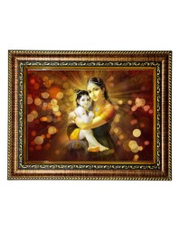 HiTech Sales Lord Krishna and Mother Yashoda photo frame deity for Office, Wall/Table, Study room & living room, gifts | PVC Frame & Front Face - Glass (12 x10)