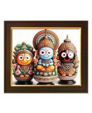 Hitech Sales Lord Jagannath Balaram Subhadra Mandala theam 3D look ai Photo 12X10 inch Frame for home office Room decor Gift
