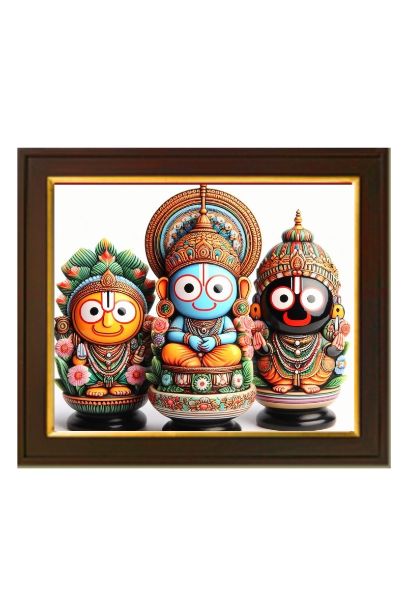 Hitech Sales Lord Jagannath Balaram Subhadra Mandala theam 3D look ai Photo 12X10 inch Frame for home office Room decor Gift