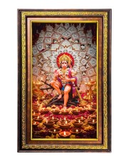 Lord Hanuman Digital Golden Balck Color Photo Frame | Hindu Religious Wall Decor | 12x18 Inches - Inspirational Wall Art For Office, Home Decor - Ideal Spiritual Gift (F16566)