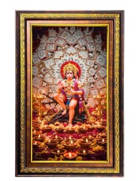 Lord Hanuman Digital Golden Balck Color Photo Frame | Hindu Religious Wall Decor | 14x20 Inches - Inspirational Wall Art For Office, Home Decor - Ideal Spiritual Gift (F16566)