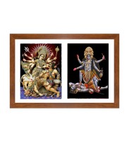 Divine Goddess Maa Durga and Goddess Maa Kali Colored Photo in One Frame |Hindu Wall Art | Perfect for Home, Temple, Puja room or Meditation Room |Spiritual Gift for Devotees