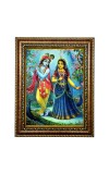 HiTech Sales Lord Radha Krishna peacock Hindu deity together wall art and Peacock themed for Office, Wall/Table, Study room & living room, gifts | PVC Frame & Front Face - Glass (12 x 10 in)