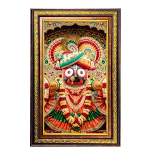 Lord Jagannath Digital Golden Balck Color Photo Frame | Hindu Religious Wall Decor | 12x18 Inches - Inspirational Wall Art For Office, Home Decor - Ideal Spiritual Gift (F16646)