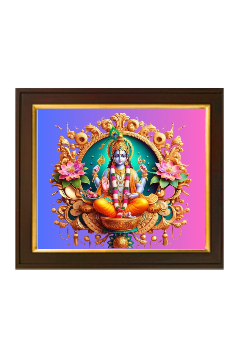 Hitech Sales | Handcrafted Divine Lord Vishnu Photo Frame - Traditional Indian Art with Intricate Details - Perfect for Home Décor, Pooja Room, and Gifts - Size: 10x12 inch.