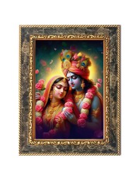 Shree Radha Krishna Digital Print Photo 10.7x12.7 inches (I6122) - Vibrant Religious Wall Art for Home or Office Decor.