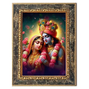 Shree Radha Krishna Digital Print Photo 10.7x12.7 inches (I6122) - Vibrant Religious Wall Art for Home or Office Decor.