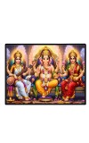 Lord Ganesha Maa Laxmi Saraswati Laminated Photo - 7x9 Inches, Divine Blessings For Home & Office And Temple Decoration (F16145)
