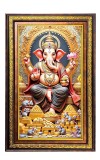 Lord Ganesha Digital Golden Balck Color Photo Frame | Hindu Religious Wall Decor | 10x16 Inches - Inspirational Wall Art For Office, Home Decor - Ideal Spiritual Gift (F16505)