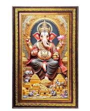 Lord Ganesha Digital Golden Balck Color Photo Frame | Hindu Religious Wall Decor | 10x16 Inches - Inspirational Wall Art For Office, Home Decor - Ideal Spiritual Gift (F16505)