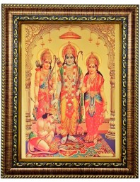 HI Tech Sales Hindu God Ram DarbarGolden Plated Photo With Frame for Pooja and Wall Décor Photo Frame (size 10 inch X 13 inch)