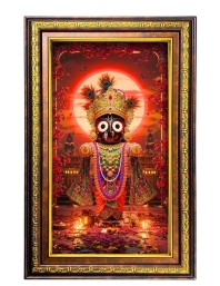 Lord Jagannath Digital Golden Balck Color Photo Frame | Hindu Religious Wall Decor | 16x22 Inches - Inspirational Wall Art For Office, Home Decor - Ideal Spiritual Gift (F16822)