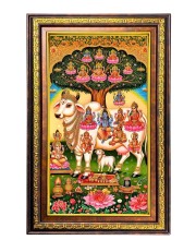 Kamadhenu Digital Golden Balck Color Photo Frame | Hindu Religious Wall Decor | 10x16 Inches - Inspirational Wall Art For Office, Home Decor - Ideal Spiritual Gift (F16788)