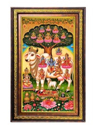 Kamadhenu Digital Golden Balck Color Photo Frame | Hindu Religious Wall Decor | 10x16 Inches - Inspirational Wall Art For Office, Home Decor - Ideal Spiritual Gift (F16788)