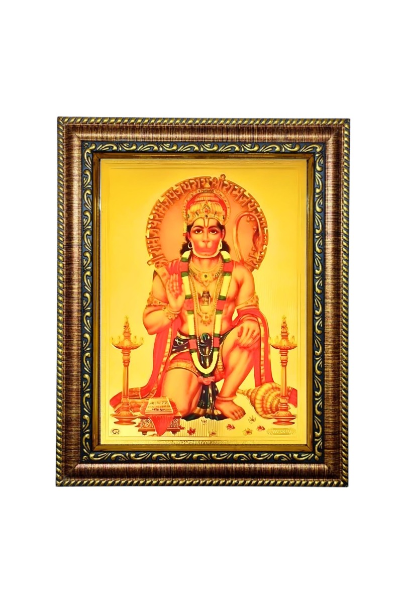 Hitech Sales Lord Sri Hanuman ji Bajarangbali mahabali gold plated Photo