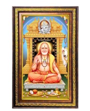 Raghavendra Swami Digital Golden Balck Color Photo Frame | Hindu Religious Wall Decor | 14x20 Inches - Inspirational Wall Art For Office, Home Decor - Ideal Spiritual Gift (F16952)