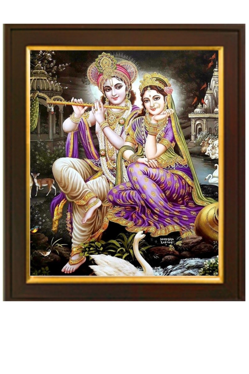 HI Tech Sales Radha Krishna Painting with Frame,Radha Krishna Photo Frame (10 Inch x 12 Inch) Beautuiful Home Decor For Both Wall Hanging And Tabletop