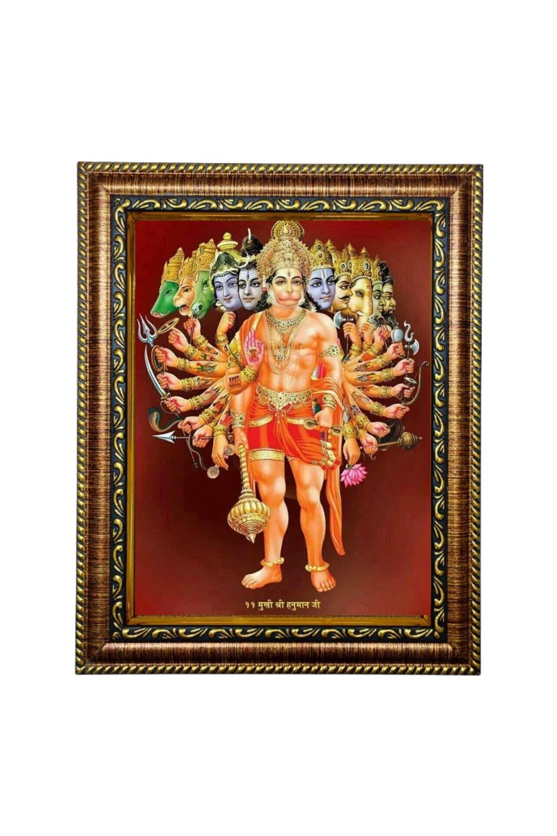 Hi Tech Sales Photo Frame 11 Mukhi Hanuman Ji for Office, Wall/Table, Study room & living room, gifts | PVC Frame & Front Face - Glass
