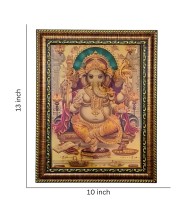 Hitech Sales Lord Sri Ganesha Light Weighted photo Frame Waterproof Acrylic 3d photo with Wooden Frames for Table, Temple Wall, Mandir, Gym, and Outdoor Spaces, Home Decor