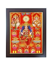 Hitech Sales Maa Lakshmi with Eight Avatars with Saraswati and Ganeshji Photo Frame for Pooja Room, Temple Decor, Home Decoration and Gift