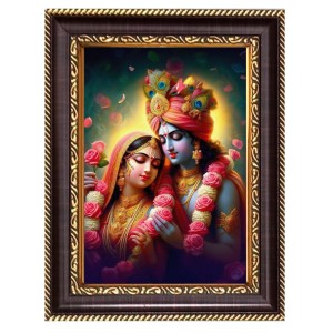 Shree Radha Krishna Digital Print Photo 12.7x14.7 inches (I6123) - Vibrant Religious Wall Art for Home or Office Decor.