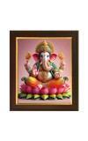 Hitech Sales | Lord Ganesha in Lotus Splendor, Made by AI Photo With Beautiful 12X10 in synthetic Wood Frame With Glass Tabletop Wallmount Display for Home & Office decor/Gift for all occations.