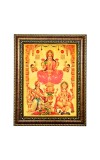 Hitech Sales Lord Sri Laxmi Ganesh Saraswati gold plated photo with Light Weighted Waterproof Glass Cover 9X7 Wooden Frames for Table, Temple Wall, Mandir, Gym, and Outdoor Spaces, Home Decor