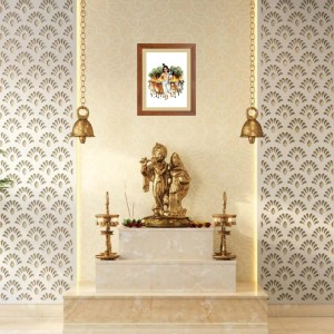 Colored Krishna with Herd of Cows |Beautiful Handcrafted Spiritual Art Print |Divine HomeDecoration |Ideal for Puja Room and Religious Altars